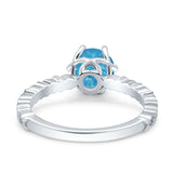 Art Deco Round Engagement Ring Simulated Cubic Zirconia 925 Sterling Silver