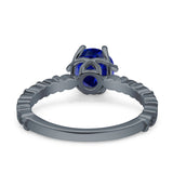 Art Deco Round Engagement Ring Simulated Cubic Zirconia 925 Sterling Silver