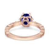 Art Deco Round Engagement Ring Simulated Cubic Zirconia 925 Sterling Silver