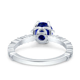 Art Deco Round Engagement Ring Simulated Cubic Zirconia 925 Sterling Silver