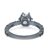 Art Deco Round Engagement Ring Simulated Cubic Zirconia 925 Sterling Silver