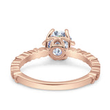 Art Deco Round Engagement Ring Simulated Cubic Zirconia 925 Sterling Silver