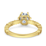 Art Deco Round Engagement Ring Simulated Cubic Zirconia 925 Sterling Silver