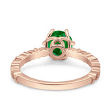 Art Deco Round Engagement Ring Simulated Cubic Zirconia 925 Sterling Silver