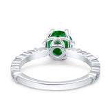 Art Deco Round Engagement Ring Simulated Cubic Zirconia 925 Sterling Silver