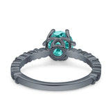 Art Deco Round Engagement Ring Simulated Cubic Zirconia 925 Sterling Silver