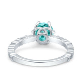 Art Deco Round Engagement Ring Simulated Cubic Zirconia 925 Sterling Silver