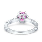 Art Deco Round Engagement Ring Simulated Cubic Zirconia 925 Sterling Silver