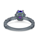 Art Deco Round Engagement Ring Simulated Cubic Zirconia 925 Sterling Silver