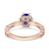 Art Deco Round Engagement Ring Simulated Cubic Zirconia 925 Sterling Silver