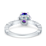 Art Deco Round Engagement Ring Simulated Cubic Zirconia 925 Sterling Silver