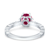 Art Deco Round Engagement Ring Simulated Cubic Zirconia 925 Sterling Silver