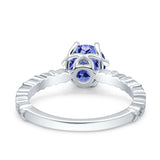 Art Deco Round Engagement Ring Simulated Cubic Zirconia 925 Sterling Silver