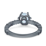 Art Deco Round Engagement Ring Simulated Cubic Zirconia 925 Sterling Silver