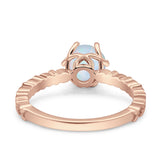 Art Deco Round Engagement Ring Simulated Cubic Zirconia 925 Sterling Silver