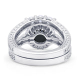 Halo Bridal Set Piece Round Wedding Band Ring Cubic Zirconia 925 Sterling Silver