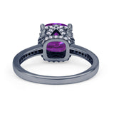 Elegant Hidden Halo Cushion Engagement Ring Cubic Zirconia 925 Sterling Silver