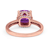 Elegant Hidden Halo Cushion Engagement Ring Cubic Zirconia 925 Sterling Silver