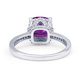 Elegant Hidden Halo Cushion Engagement Ring Cubic Zirconia 925 Sterling Silver