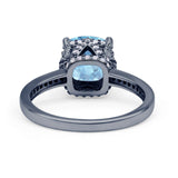 Elegant Hidden Halo Cushion Engagement Ring Cubic Zirconia 925 Sterling Silver