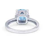 Elegant Hidden Halo Cushion Engagement Ring Cubic Zirconia 925 Sterling Silver