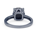 Elegant Hidden Halo Cushion Engagement Ring Cubic Zirconia 925 Sterling Silver