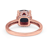 Elegant Hidden Halo Cushion Engagement Ring Cubic Zirconia 925 Sterling Silver