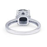 Elegant Hidden Halo Cushion Engagement Ring Cubic Zirconia 925 Sterling Silver