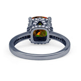 Elegant Hidden Halo Cushion Engagement Ring Cubic Zirconia 925 Sterling Silver