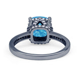 Elegant Hidden Halo Cushion Engagement Ring Cubic Zirconia 925 Sterling Silver
