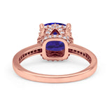 Elegant Hidden Halo Cushion Engagement Ring Cubic Zirconia 925 Sterling Silver