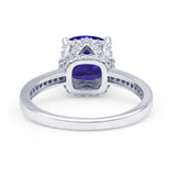 Elegant Hidden Halo Cushion Engagement Ring Cubic Zirconia 925 Sterling Silver
