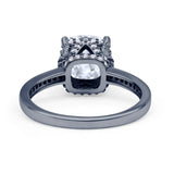 Elegant Hidden Halo Cushion Engagement Ring Cubic Zirconia 925 Sterling Silver
