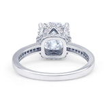 Elegant Hidden Halo Cushion Engagement Ring Cubic Zirconia 925 Sterling Silver