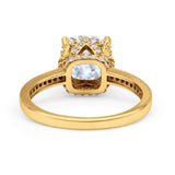 Elegant Hidden Halo Cushion Engagement Ring Cubic Zirconia 925 Sterling Silver
