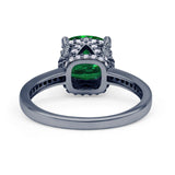 Elegant Hidden Halo Cushion Engagement Ring Cubic Zirconia 925 Sterling Silver