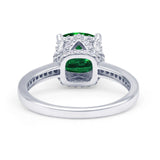 Elegant Hidden Halo Cushion Engagement Ring Cubic Zirconia 925 Sterling Silver