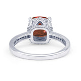 Elegant Hidden Halo Cushion Engagement Ring Cubic Zirconia 925 Sterling Silver