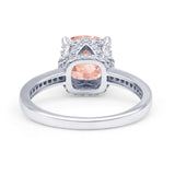 Elegant Hidden Halo Cushion Engagement Ring Cubic Zirconia 925 Sterling Silver