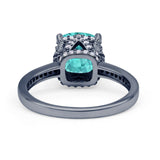 Elegant Hidden Halo Cushion Engagement Ring Cubic Zirconia 925 Sterling Silver