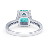 Elegant Hidden Halo Cushion Engagement Ring Cubic Zirconia 925 Sterling Silver