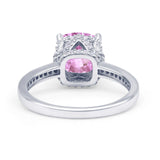 Elegant Hidden Halo Cushion Engagement Ring Cubic Zirconia 925 Sterling Silver