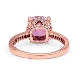 Elegant Hidden Halo Cushion Engagement Ring Cubic Zirconia 925 Sterling Silver