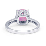 Elegant Hidden Halo Cushion Engagement Ring Cubic Zirconia 925 Sterling Silver