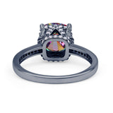Elegant Hidden Halo Cushion Engagement Ring Cubic Zirconia 925 Sterling Silver