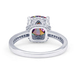 Elegant Hidden Halo Cushion Engagement Ring Cubic Zirconia 925 Sterling Silver