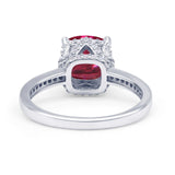 Elegant Hidden Halo Cushion Engagement Ring Cubic Zirconia 925 Sterling Silver