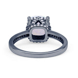 Elegant Hidden Halo Cushion Engagement Ring Cubic Zirconia 925 Sterling Silver