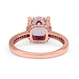 Elegant Hidden Halo Cushion Engagement Ring Cubic Zirconia 925 Sterling Silver