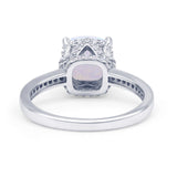 Elegant Hidden Halo Cushion Engagement Ring Cubic Zirconia 925 Sterling Silver